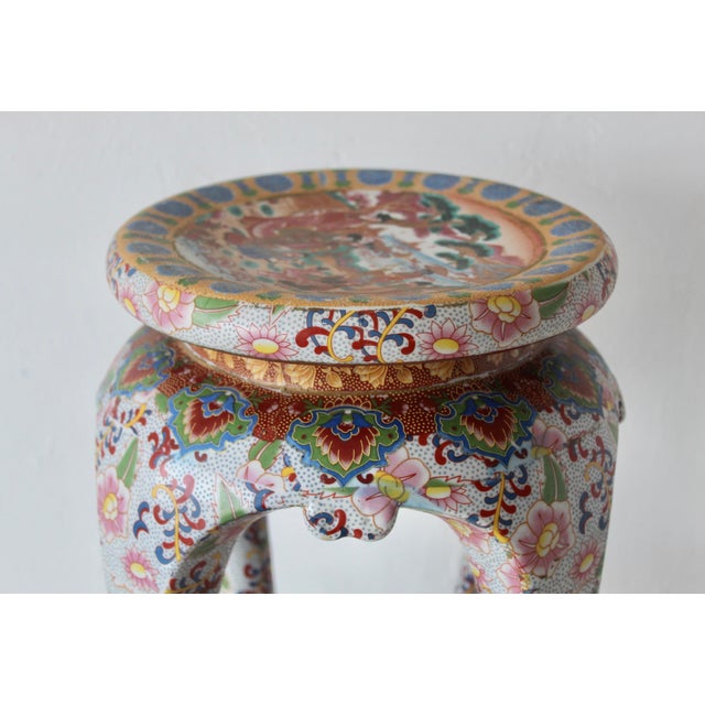 1970s 1970s Imari Style Gilt Ceramic Barrel Stool Plant Stand For Sale - Image 5 of 16