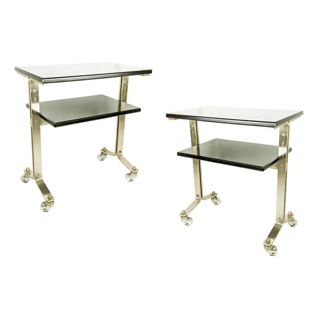 Brushed Steel & Stained Wood attributed to Giulio Moscatelli for Formanova, Italy, 1960s, Set of 2 For Sale