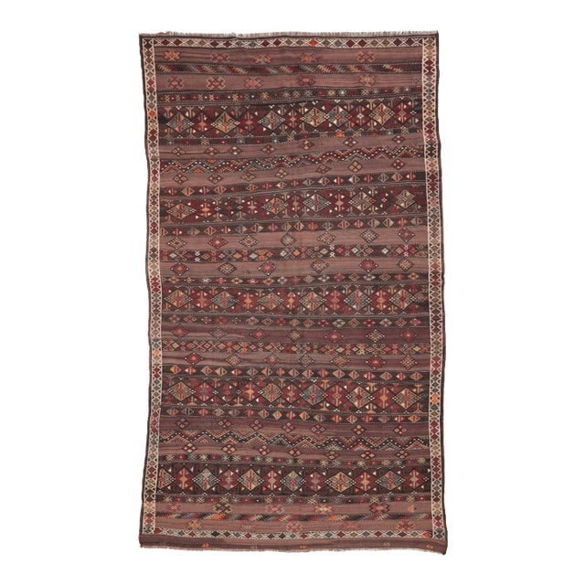 Embroidered Vintage Kilim Rug For Sale
