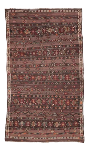 Embroidered Vintage Kilim Rug
