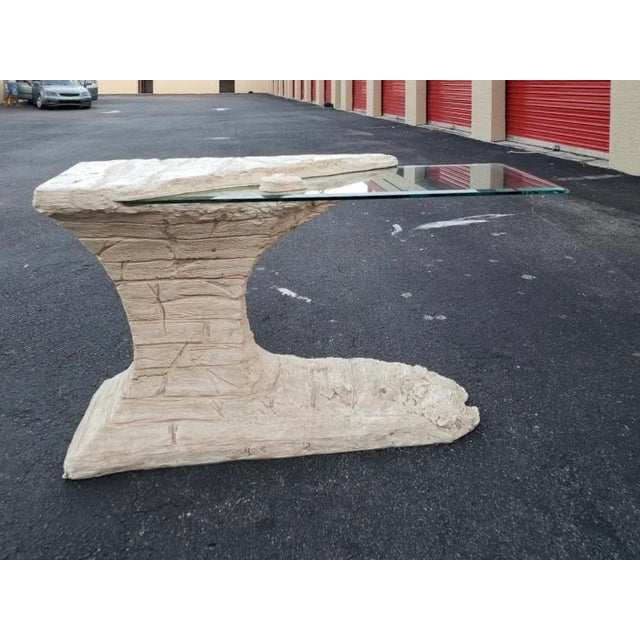 1970s Postmodern Faux Rock Plaster Console Table For Sale - Image 10 of 12