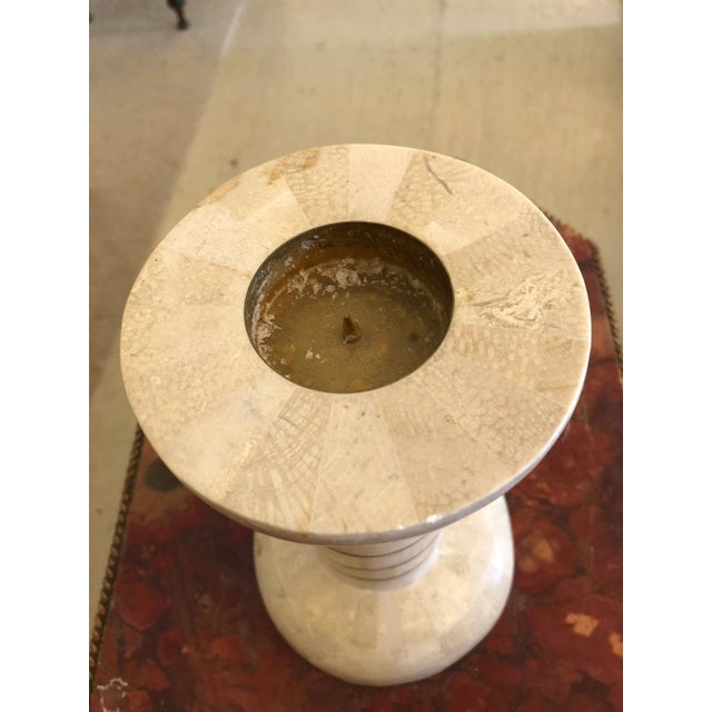 Tessellated Stone Mid-Century Modern Bookends and Candlestick -Set of 3 For Sale In Philadelphia - Image 6 of 11