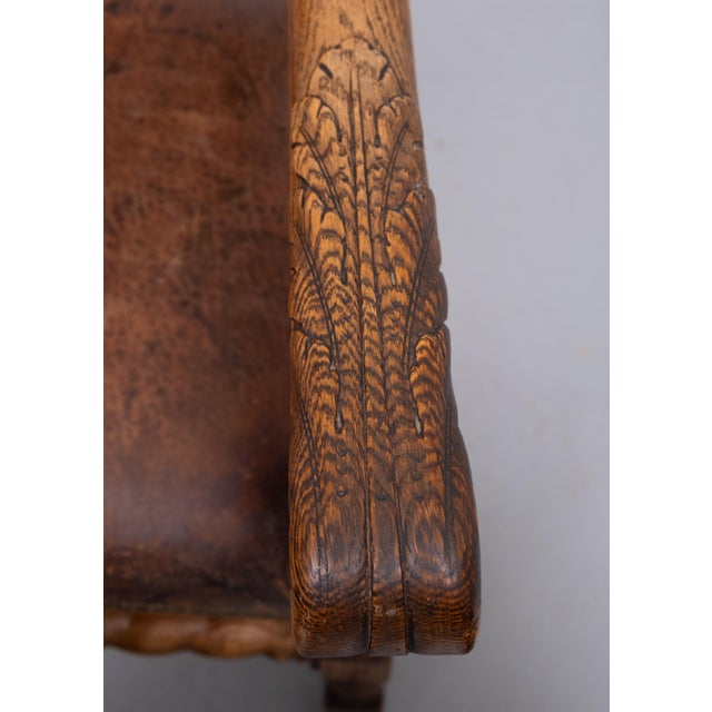 Antique Dutch Baroque Armchair in Oak, 1880 For Sale - Image 10 of 16