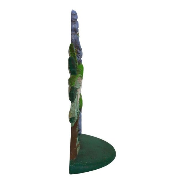 Green Vintage Midwest Importers Wrought Iron Floral & Figural Hummingbird Door Stop For Sale - Image 8 of 8