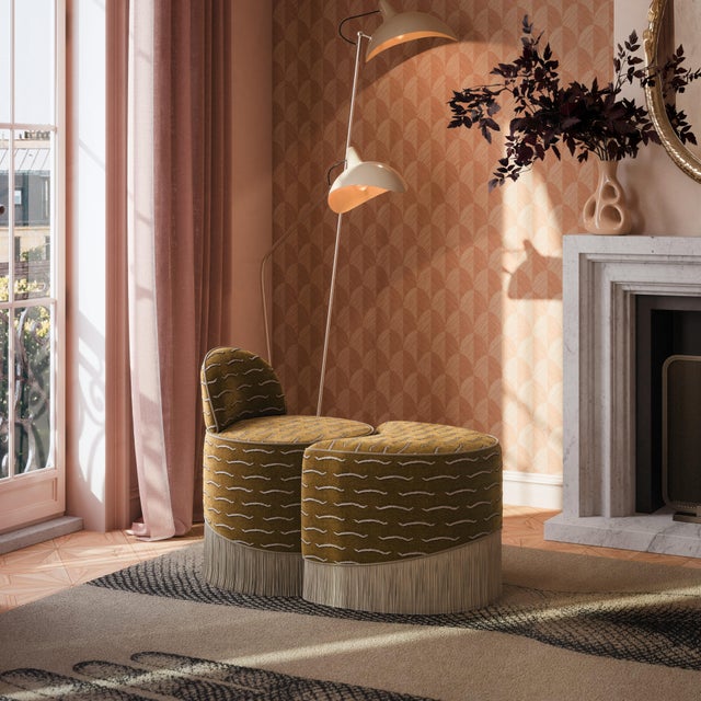 Contemporary Set of Lila Stool and Ottoman by Ottiu For Sale - Image 3 of 15