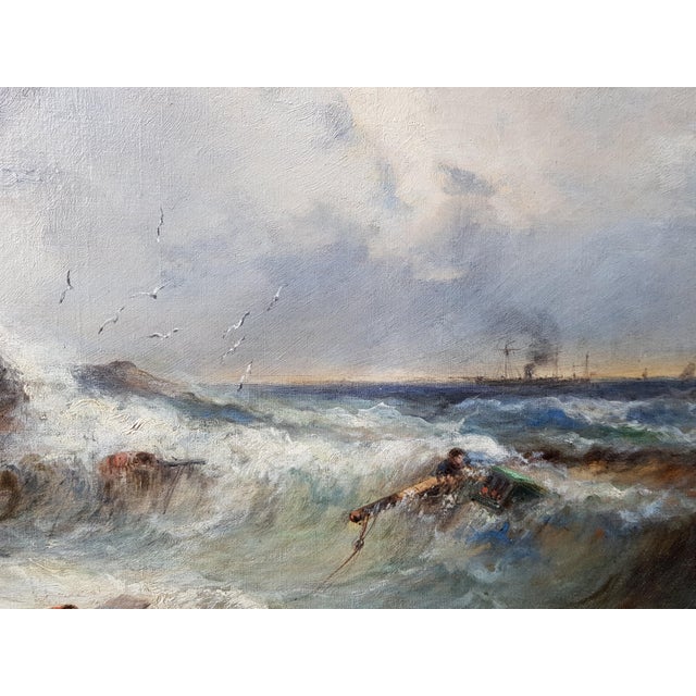 French School - 1874 - Shipwreck - Seascape - Romantism - Oil on Canvas - Monogrammed For Sale - Image 11 of 12
