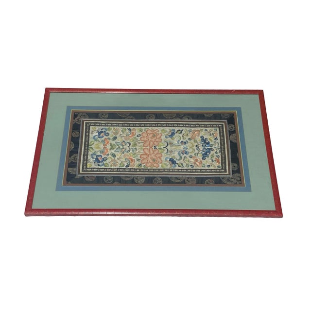 Superb Antique Chinoiserie Silk Hand Embroidery Panel 19th Century Framed 20.5" H For Sale In New York - Image 6 of 7