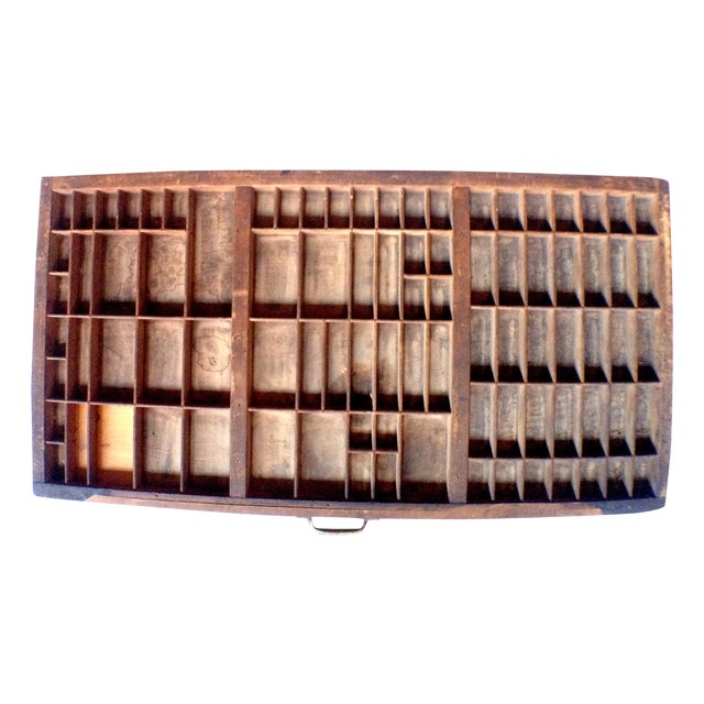Antique Wooden Printer's Type Tray W/Brass Handle Chairish
