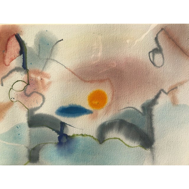 1970s Vintage Frances DesLoge Abstract Watercolor Painting For Sale - Image 4 of 6