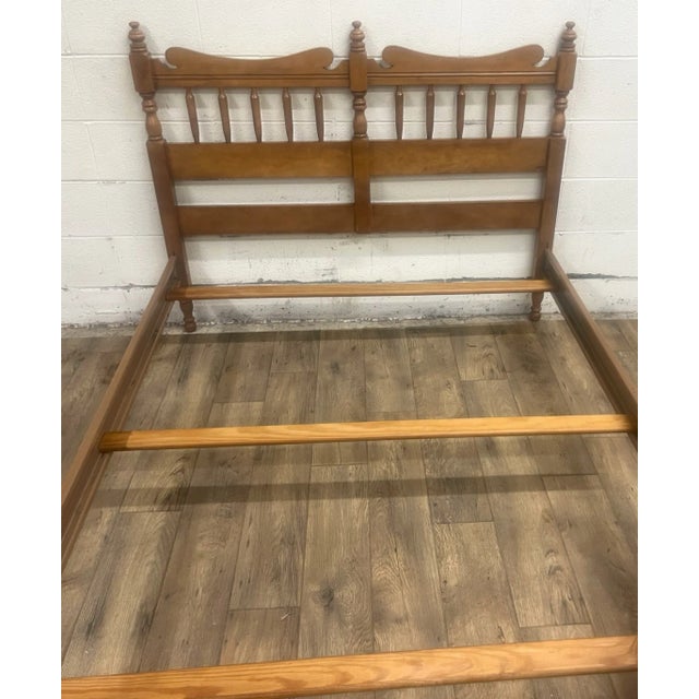 Brown Vintage Full Size Colonial Four Poster Spindle Bed For Sale - Image 8 of 9