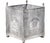 Pair of Classical metal planters with wreath motif. A pair of American Neoclassical style metal planters with grey...