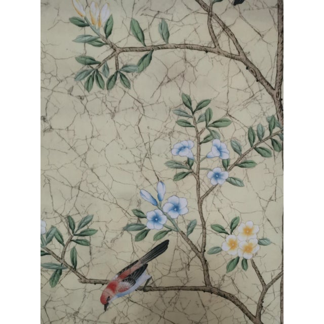 Triptych Unframed Hand-Mounted Chinoiserie India Tea Wallpaper Panels, 3 Pieces For Sale - Image 11 of 13