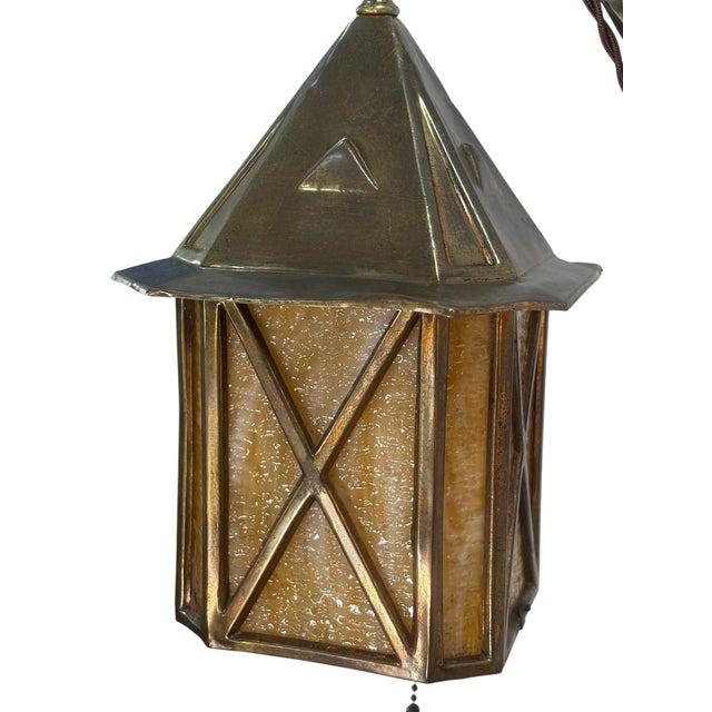 1910s 1910s Solid Brass Hanging Lantern Floor Lamps #2610 - a Pair For Sale - Image 5 of 8