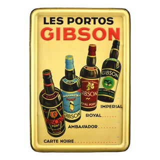Tin Sign from Les Portos Gibson, 1936 For Sale