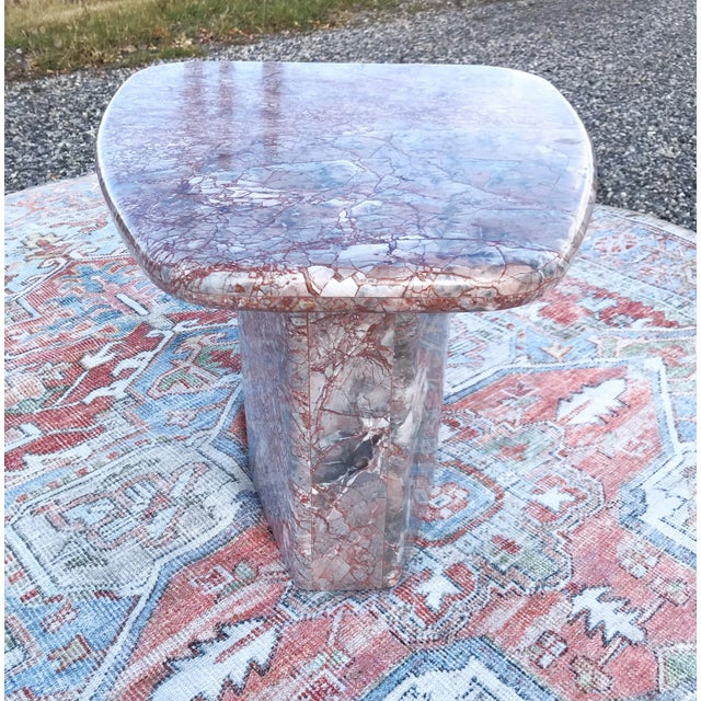 Stone Gray Postmodern Pink, Orange and Gray Marble Side Table For Sale - Image 8 of 10