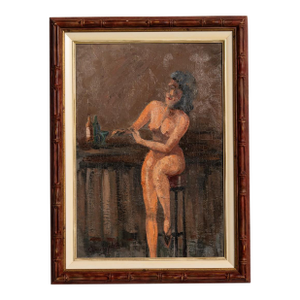 20th Century "Female Nude" Oil on Canvas by Clément Van Lysebetten