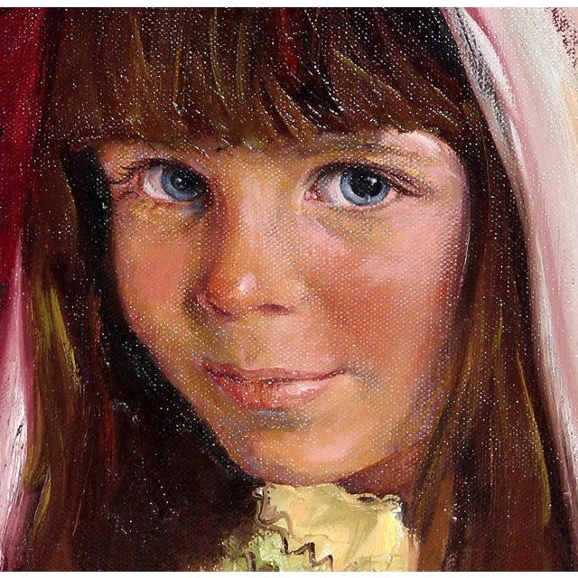 Artist: Sandu Liberman, Romanian/Israeli (1923 - 1977) Title: Portrait of a Girl Year: Circa 1970 Medium: Oil on Canvas,...