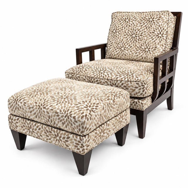 Berman Rosetti Organic Modern Carved Walnut Club Chair W/ Ottoman Att Berman Rosetti For Sale - Image 4 of 5
