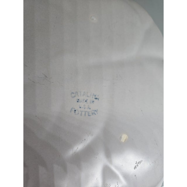 1960s Vintage Catalina Usa Pottery Platter Bowl Dish Celedon and Gray Leaf 10" Mid Century For Sale - Image 5 of 5