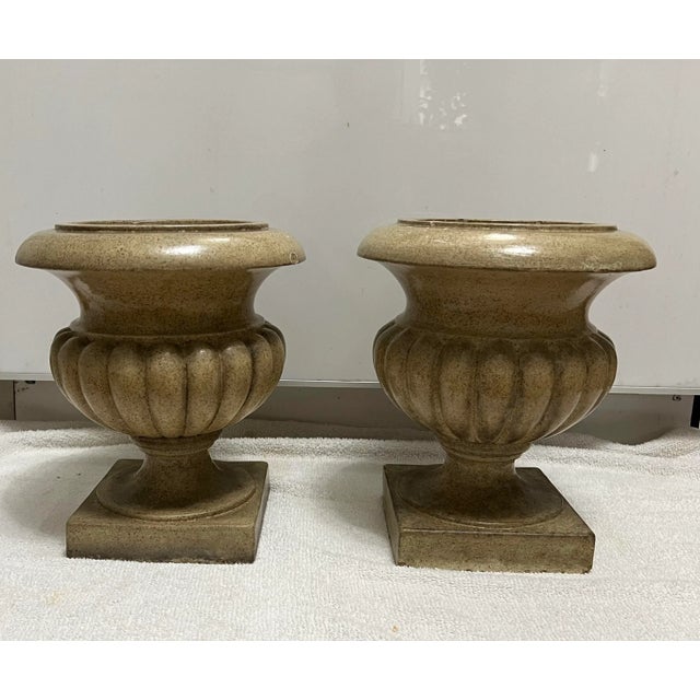 Vintage Glazed Finished Terracotta Planters, a Pair For Sale - Image 9 of 9