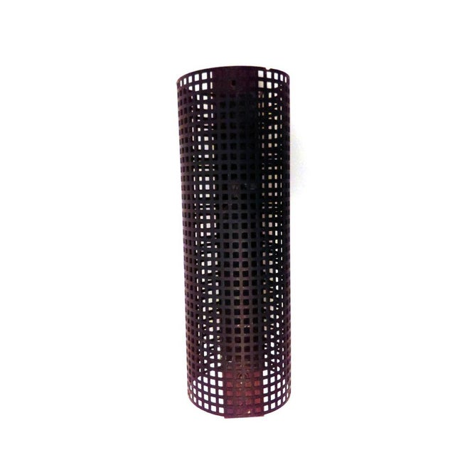 Wall lamp of black lacquered metal cylinder, punched square lattice decoration, 1 sockets E27, mounting board for the...