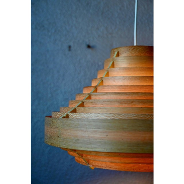 Wood Vintage Scandinavian Pendant Light with Pine Slats by Hans-Agne Jakobsson, 1960s For Sale - Image 7 of 14