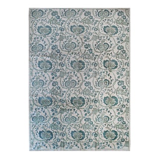 9x12 Cassandra Bianca Green Classic Floral Hand Knotted Afghan Wool Carpet Rug For Sale