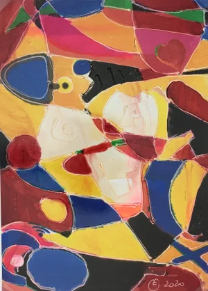 Abstract Modern “Vitrales” – Signed F, 2020