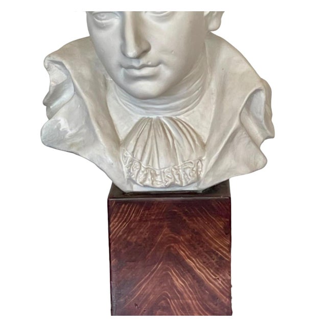 Mid 20th Century Mid 20th Century Ludwig Van Beethoven Plaster Bust Mounted on Wood Block For Sale - Image 5 of 12