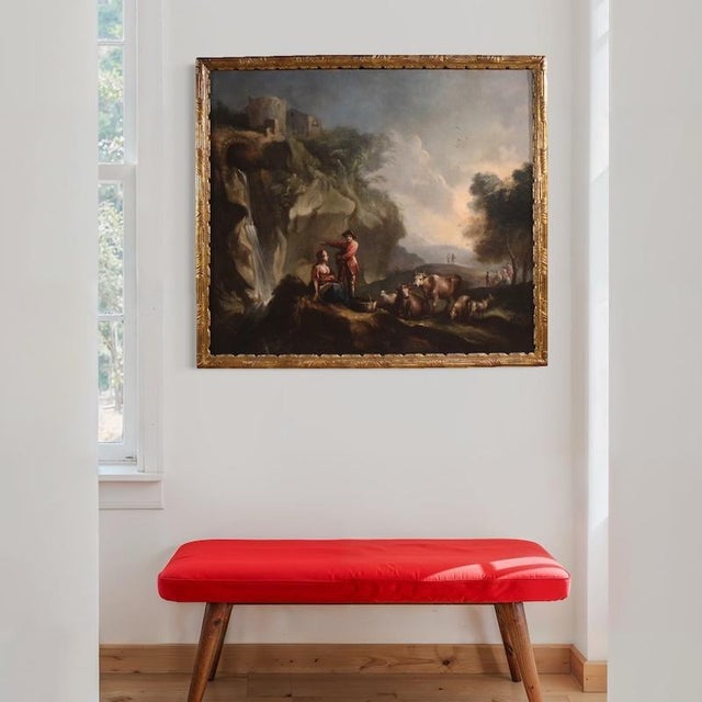 Italian Artist, Landscape with Pastoral Scene and Figures, 1750, Oil on Canvas For Sale - Image 7 of 15