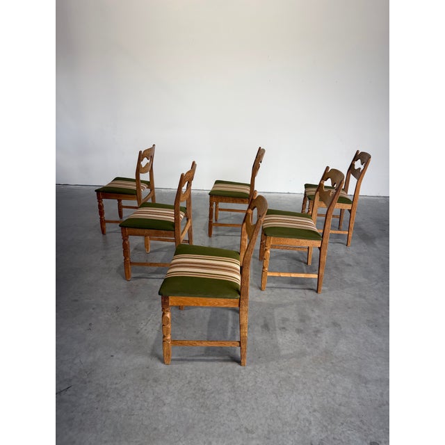 Henning Kjaernulf Attrb Danish Oak Vintage Razor Blade Dining Chairs, Set of 6 For Sale In Tampa - Image 6 of 12