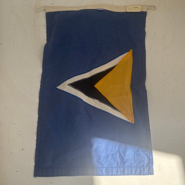 Royal Blue Vintage St. Lucia Nautical Flag Burgee For Sale - Image 8 of 10