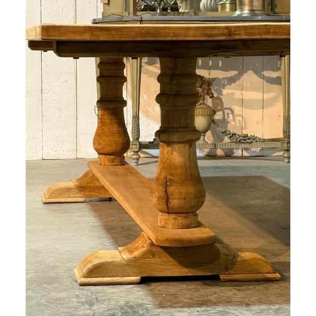 Brown Large Oak Farmhouse Dining Table, 1925 For Sale - Image 8 of 18