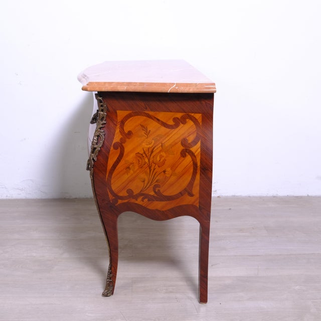 Louis XV Chest of Drawers in Wood and Marble with Two Drawers For Sale - Image 11 of 16