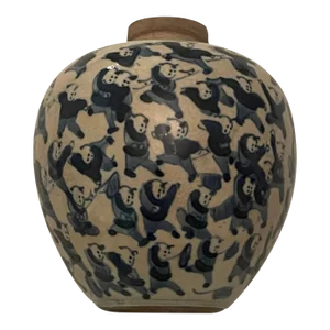 Antique Blue and White 100 Children Vase