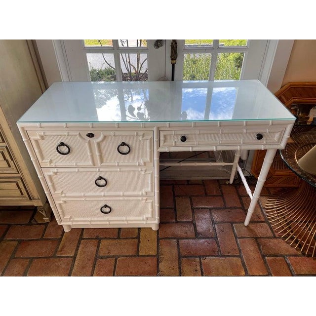 Mid-Century Modern Drexel Kensington Faux Bamboo Desk For Sale - Image 3 of 18