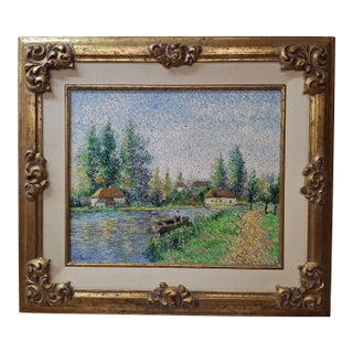 Lelia Pissarro "Steve, the Fisherman, on the River, Wallingford" Oil Painting, 1996 For Sale
