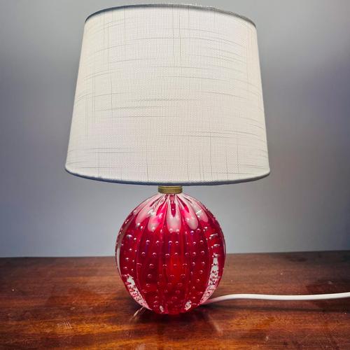 Vintage Cherry Red Murano Glass Table Lamp For Sale - Image 9 of 9