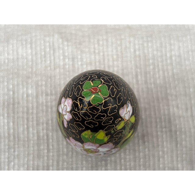 Black Vintage Cloisonne Egg and Wood Stand For Sale - Image 8 of 12