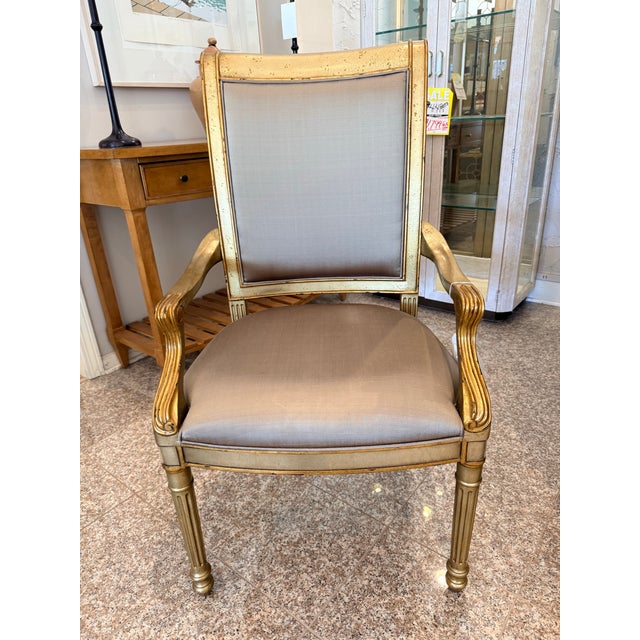 Wood Theodore Alexander Neoclassical Giltwood Arm Chair For Sale - Image 7 of 7