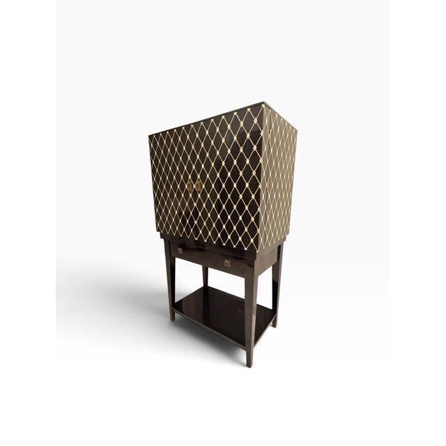 Contemporary Century Furniture Prink Illuminated Art Deco Revival Bar Cabinet For Sale - Image 3 of 16