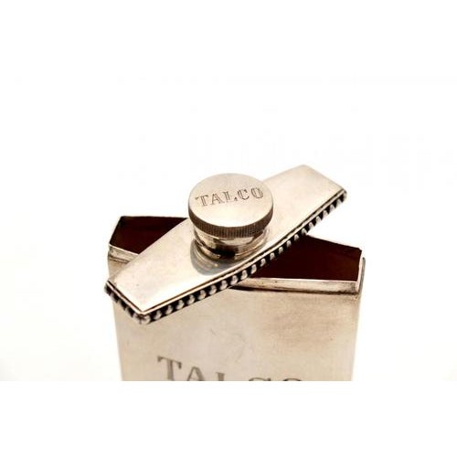 Silver Talcum Powder Bottle with Pearly Edges For Sale - Image 4 of 6