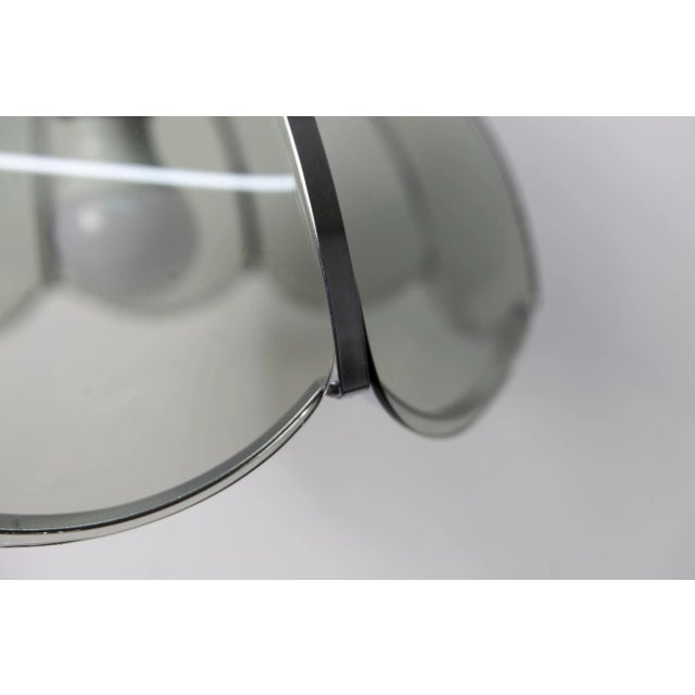 1970s Floral Pendant Lamp in Chromed Metal and Grayed Glass, 1970 For Sale - Image 5 of 14