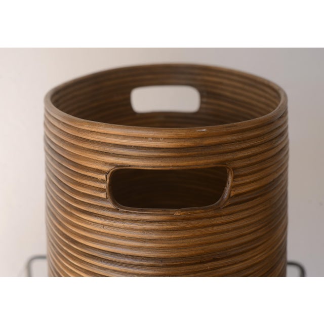 Gabriella Crespi Vintage Gabriella Crespi Style Pencil Reed Basket With Cutout Handles For Sale - Image 4 of 9