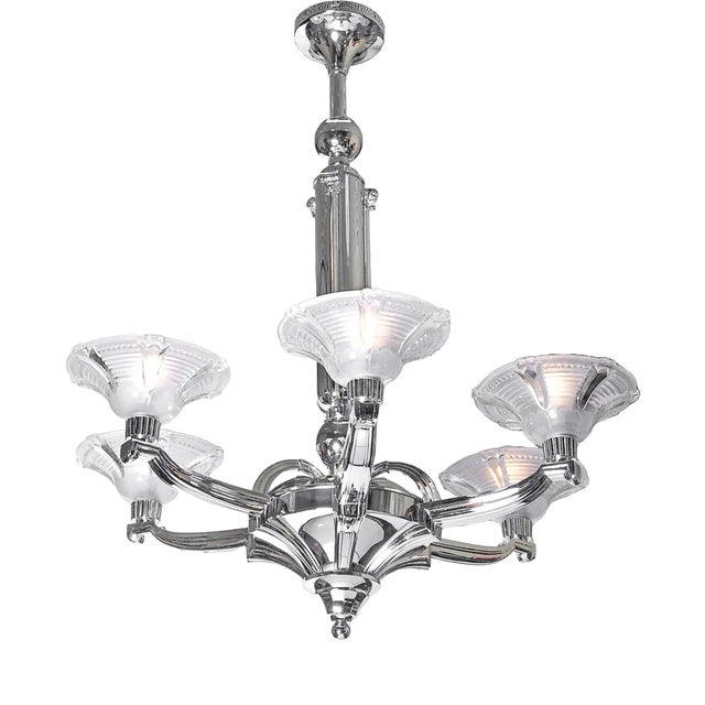 Chandelier from Genet & Michton, 1920s For Sale