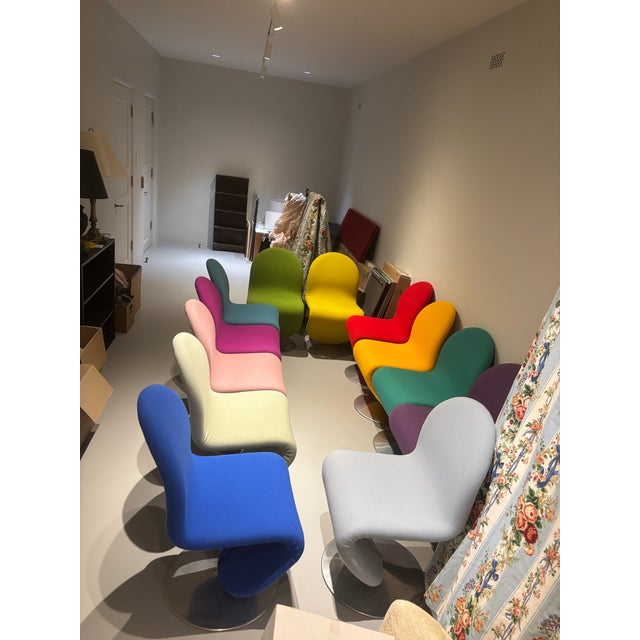 The chairs are attributed to the designer and maker Verner Panton. S-shaped, swivel, fully upholstered in wool, base type:...