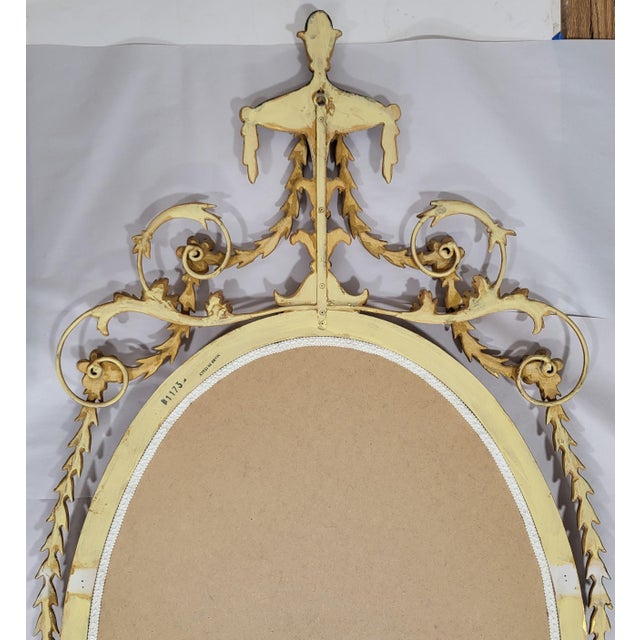 Share Vintage Italian 20th C Carved Wood Parcel Gilt & Silver Oval Wall Mirror For Sale - Image 14 of 15