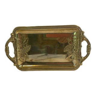 Vintage Heavy Brass Italian Tray For Sale