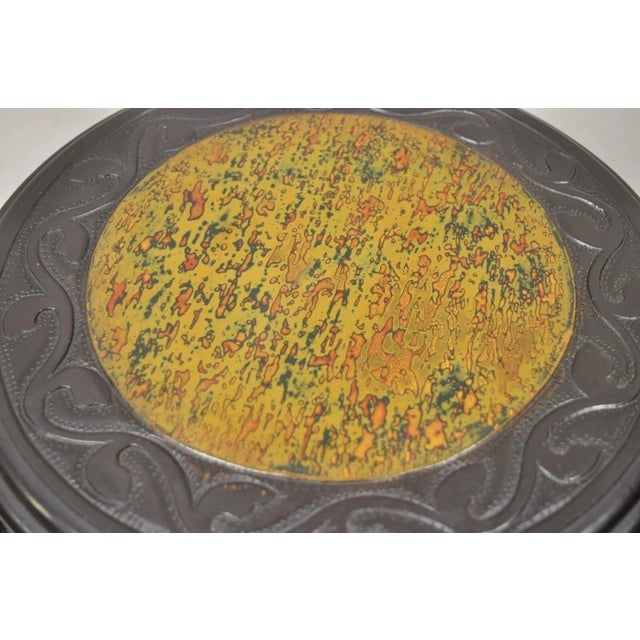 Early 20th Century Japanese Carved Wood Black Ebonized 29" Lacquer Top Plant Stand Side Table For Sale In Philadelphia - Image 6 of 9
