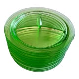 Vintage Green Depression Glass Divided Dinner Plates- Set of 11 For Sale